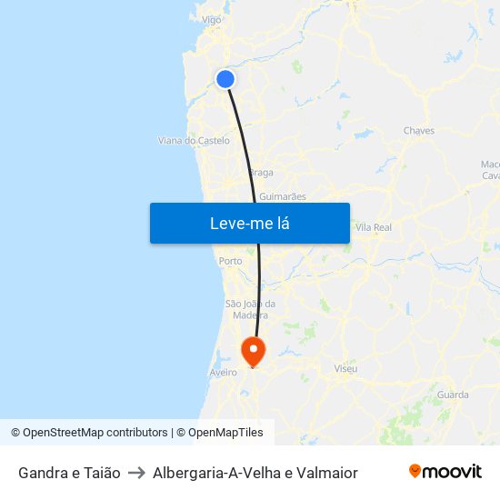 Gandra e Taião to Albergaria-A-Velha e Valmaior map