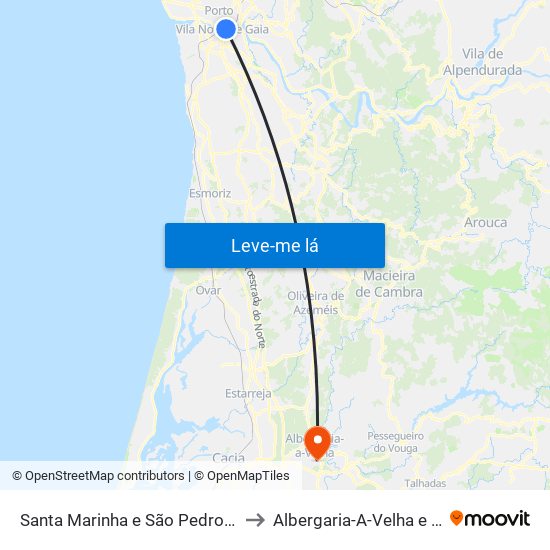 Santa Marinha e São Pedro da Afurada to Albergaria-A-Velha e Valmaior map