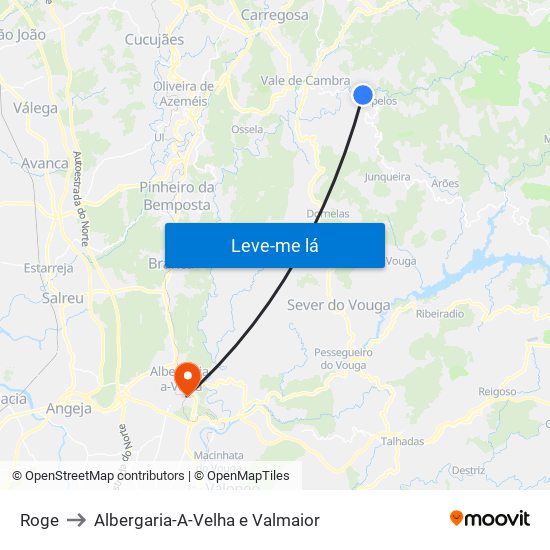 Roge to Albergaria-A-Velha e Valmaior map