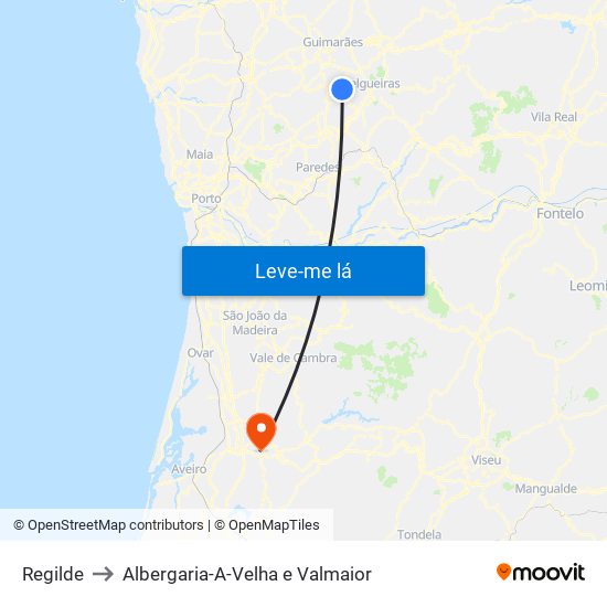 Regilde to Albergaria-A-Velha e Valmaior map