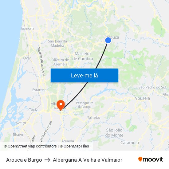 Arouca e Burgo to Albergaria-A-Velha e Valmaior map