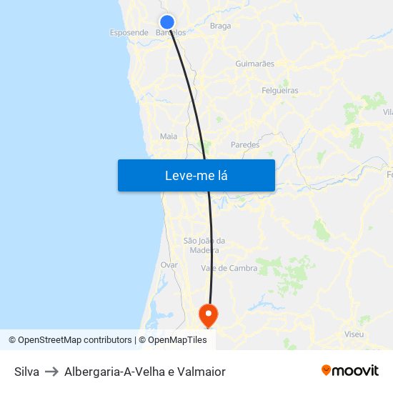 Silva to Albergaria-A-Velha e Valmaior map