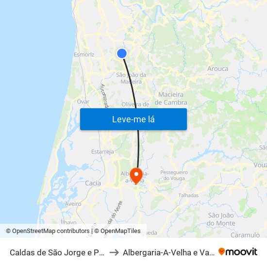 Caldas de São Jorge e Pigeiros to Albergaria-A-Velha e Valmaior map