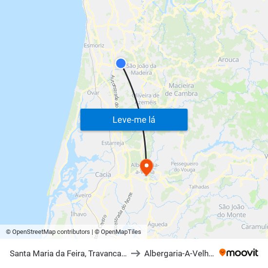 Santa Maria da Feira, Travanca, Sanfins e Espargo to Albergaria-A-Velha e Valmaior map