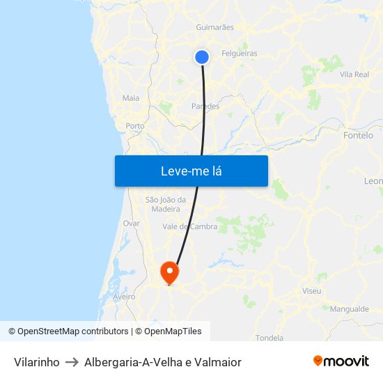 Vilarinho to Albergaria-A-Velha e Valmaior map