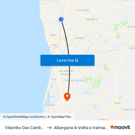 Vilarinho Das Cambas to Albergaria-A-Velha e Valmaior map