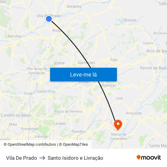Vila De Prado to Santo Isidoro e Livração map