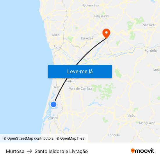 Murtosa to Santo Isidoro e Livração map