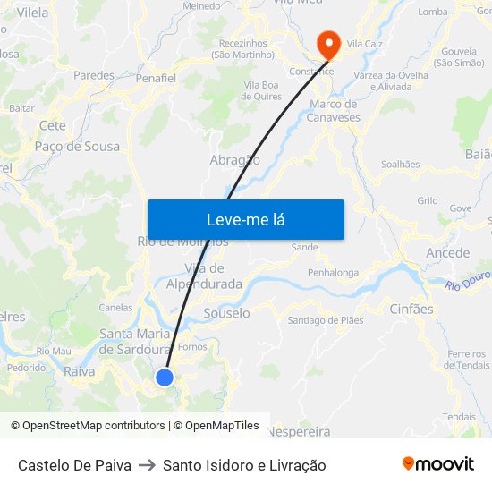 Castelo De Paiva to Santo Isidoro e Livração map