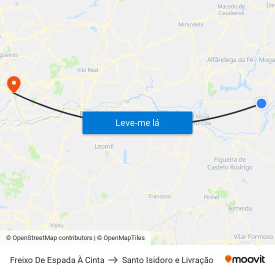 Freixo De Espada À Cinta to Santo Isidoro e Livração map