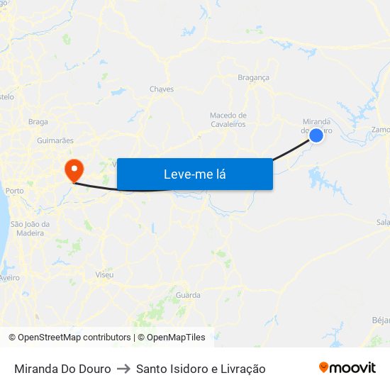 Miranda Do Douro to Santo Isidoro e Livração map
