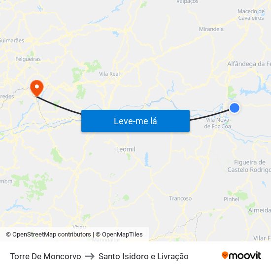 Torre De Moncorvo to Santo Isidoro e Livração map