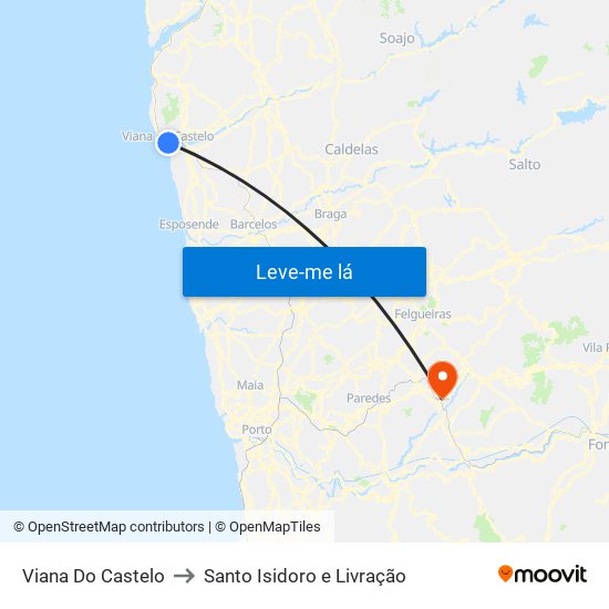 Viana Do Castelo to Santo Isidoro e Livração map