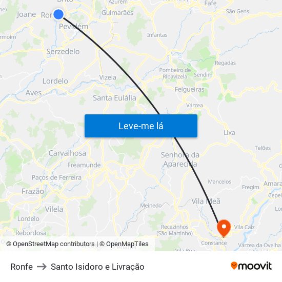 Ronfe to Santo Isidoro e Livração map