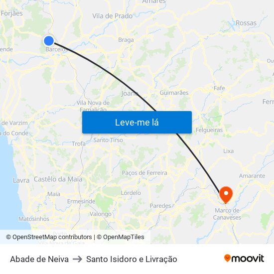 Abade de Neiva to Santo Isidoro e Livração map