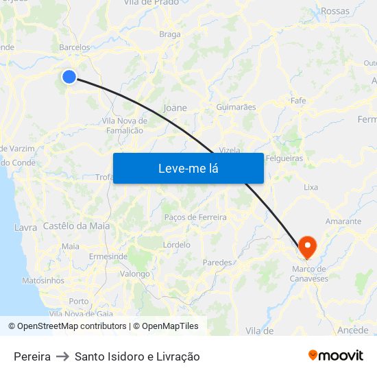 Pereira to Santo Isidoro e Livração map
