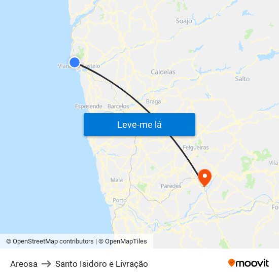 Areosa to Santo Isidoro e Livração map