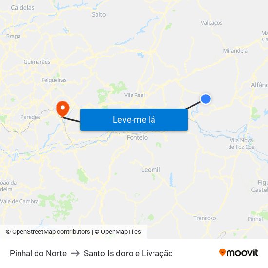 Pinhal do Norte to Santo Isidoro e Livração map