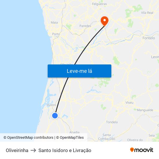 Oliveirinha to Santo Isidoro e Livração map