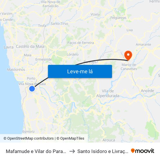 Mafamude e Vilar do Paraíso to Santo Isidoro e Livração map