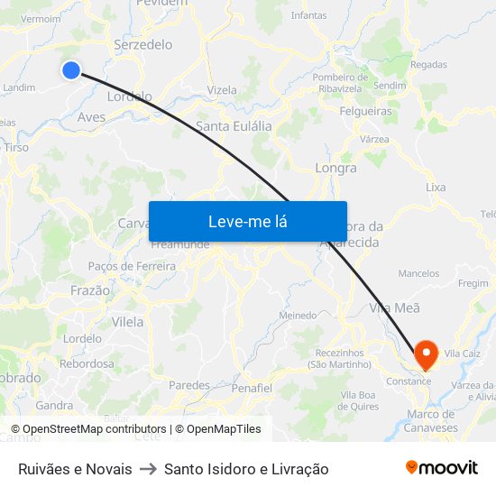 Ruivães e Novais to Santo Isidoro e Livração map