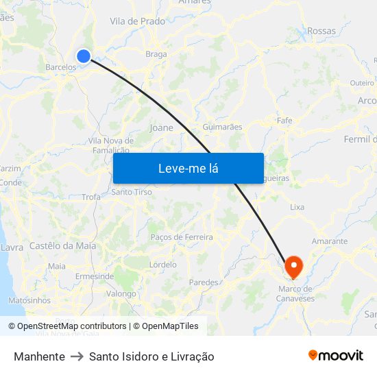 Manhente to Santo Isidoro e Livração map
