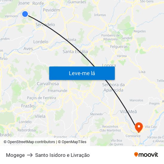 Mogege to Santo Isidoro e Livração map