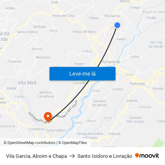 Vila Garcia, Aboim e Chapa to Santo Isidoro e Livração map