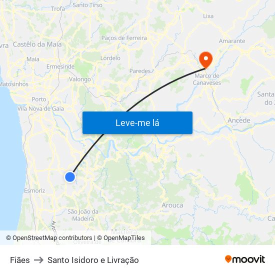 Fiães to Santo Isidoro e Livração map