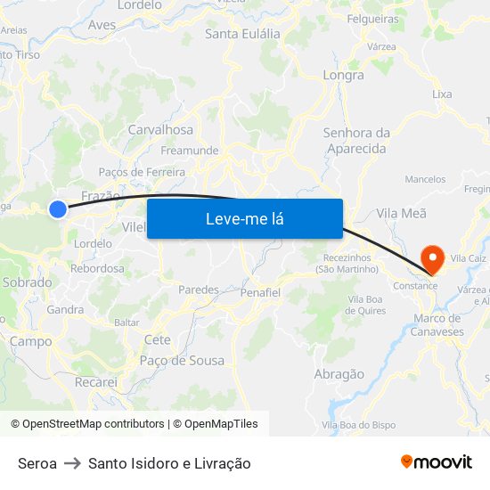 Seroa to Santo Isidoro e Livração map