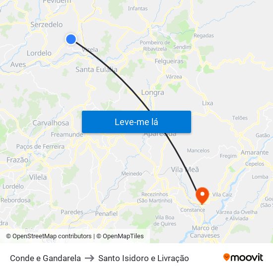 Conde e Gandarela to Santo Isidoro e Livração map