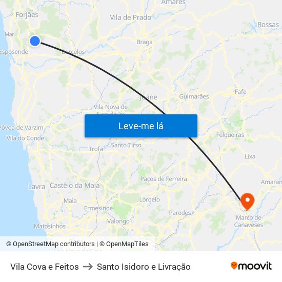 Vila Cova e Feitos to Santo Isidoro e Livração map