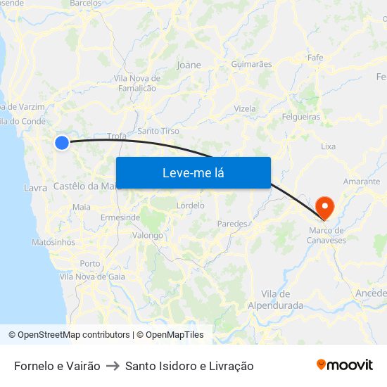 Fornelo e Vairão to Santo Isidoro e Livração map