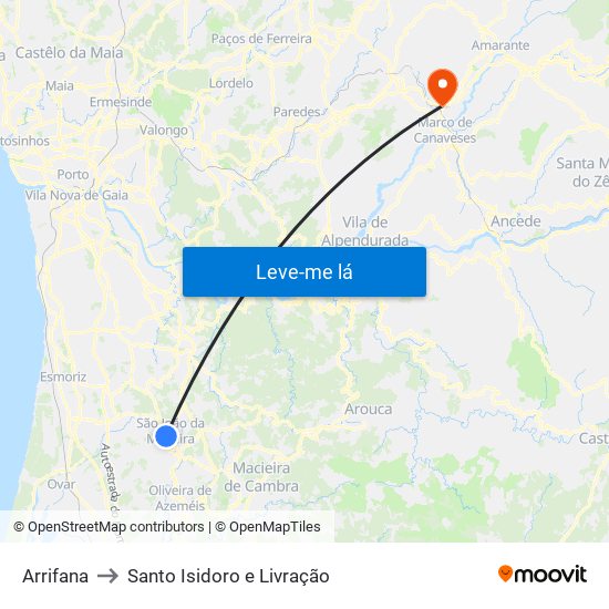 Arrifana to Santo Isidoro e Livração map