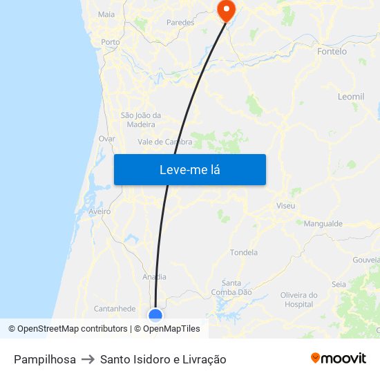 Pampilhosa to Santo Isidoro e Livração map