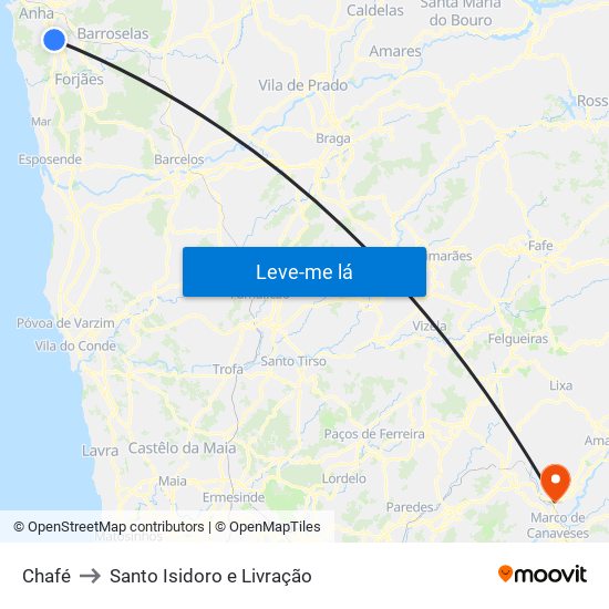 Chafé to Santo Isidoro e Livração map