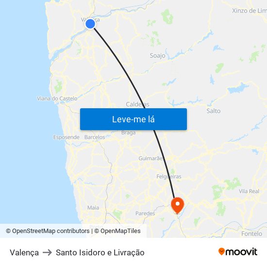 Valença to Santo Isidoro e Livração map