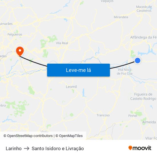 Larinho to Santo Isidoro e Livração map