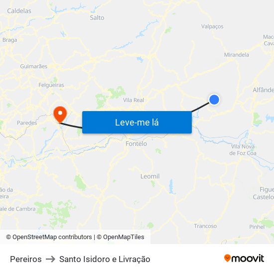 Pereiros to Santo Isidoro e Livração map