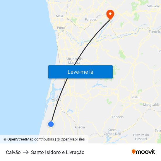 Calvão to Santo Isidoro e Livração map