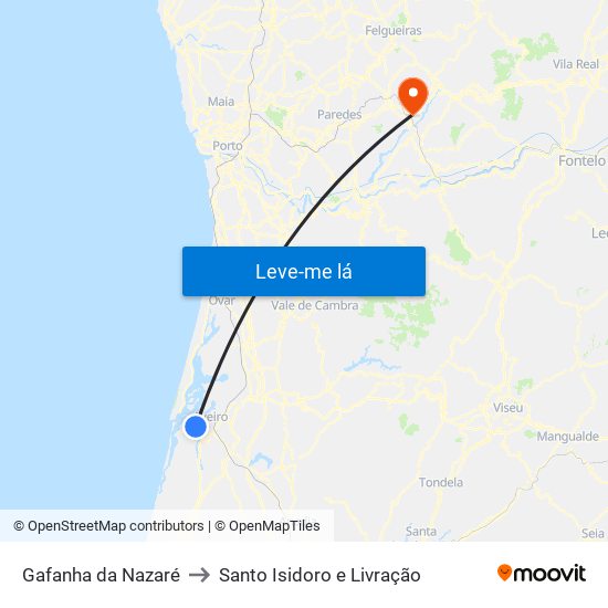 Gafanha da Nazaré to Santo Isidoro e Livração map