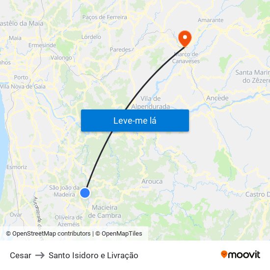 Cesar to Santo Isidoro e Livração map