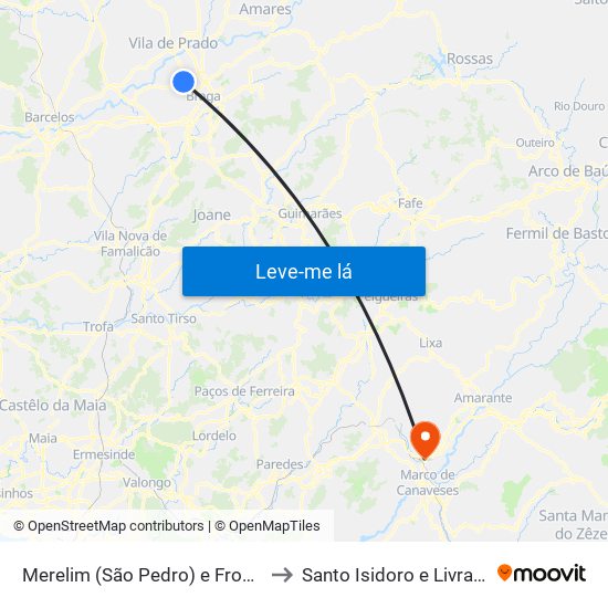 Merelim (São Pedro) e Frossos to Santo Isidoro e Livração map