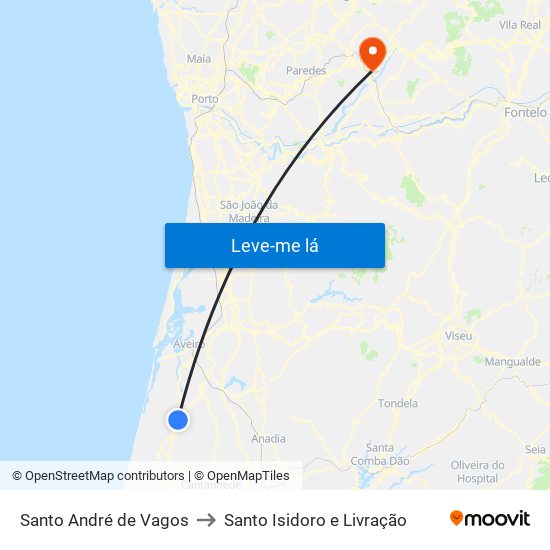 Santo André de Vagos to Santo Isidoro e Livração map