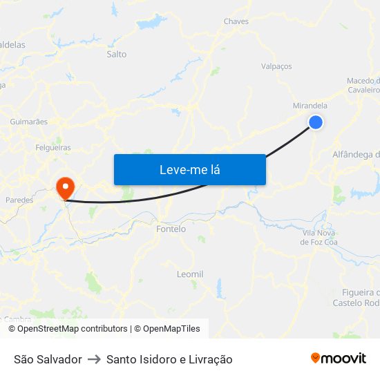 São Salvador to Santo Isidoro e Livração map