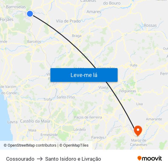 Cossourado to Santo Isidoro e Livração map