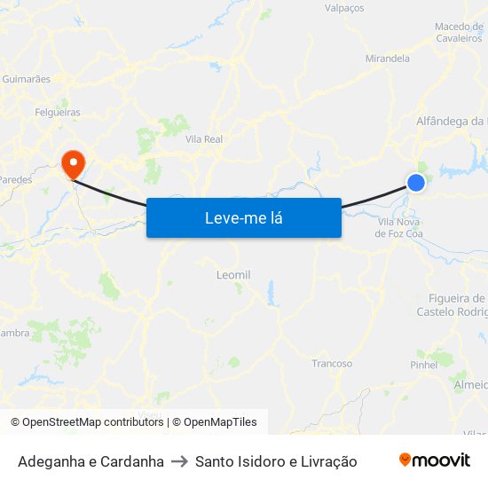 Adeganha e Cardanha to Santo Isidoro e Livração map