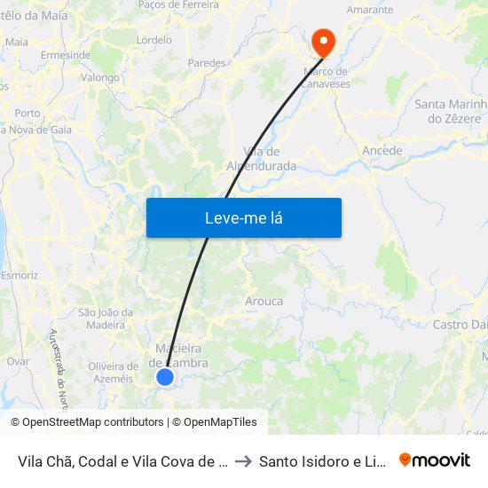 Vila Chã, Codal e Vila Cova de Perrinho to Santo Isidoro e Livração map