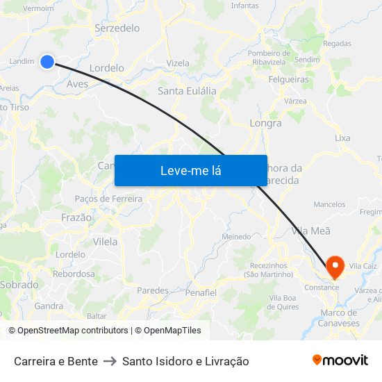 Carreira e Bente to Santo Isidoro e Livração map