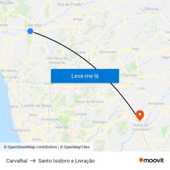 Carvalhal to Santo Isidoro e Livração map